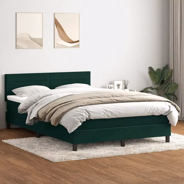Giroletto a Molle con Materasso Verde Scuro 160x220 cm Velluto 3316362