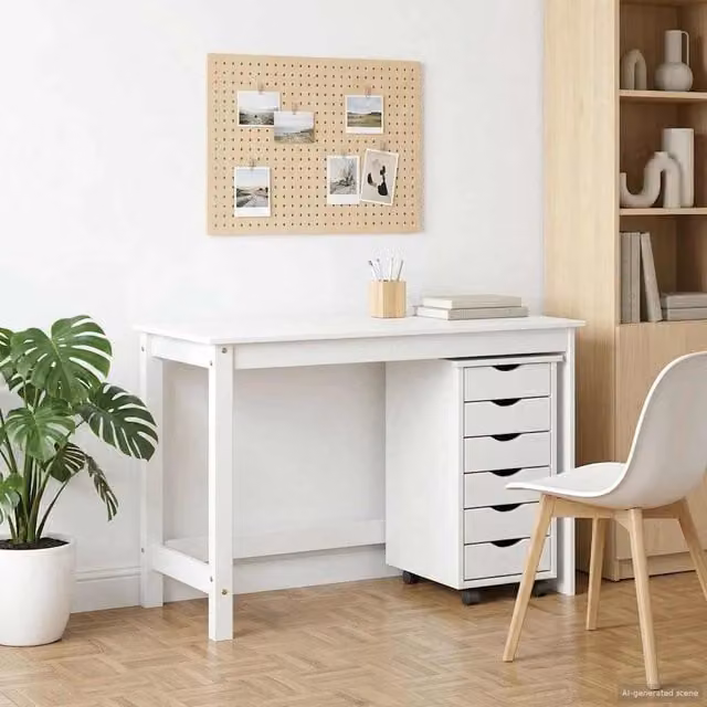 Set scrivania e mobiletto su ruote MOSS vidaXL Bianco 2 pz