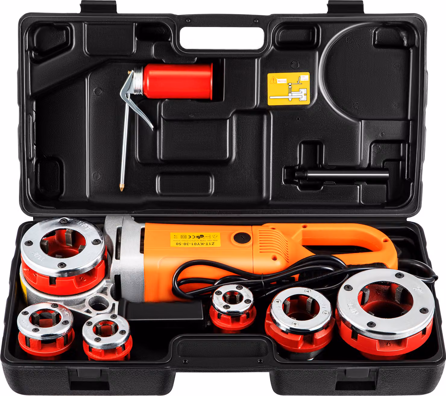 VEVOR Maschiatrice portatile, filettatrice elettrica per tubi con valigetta di trasporto, 6 matrici 1/2", 3/4", 1", 1-1/4", 1-1/2", 2", 2300 W 220 V maschiatrice elettrica (EU PLUG 220V)