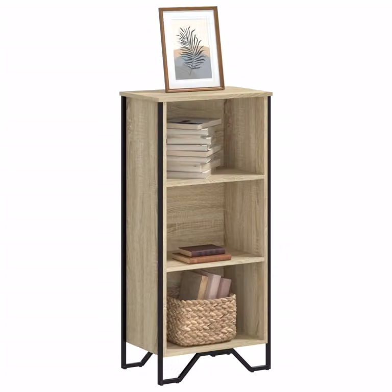 Libreria moderna vidaXL in legno e metallo, colore beige e marrone, L 50 cm x P 31 cm x H 106 cm