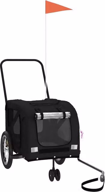 Rimorchio da Bici per Animali Nero Oxford e Ferro CFW1661630