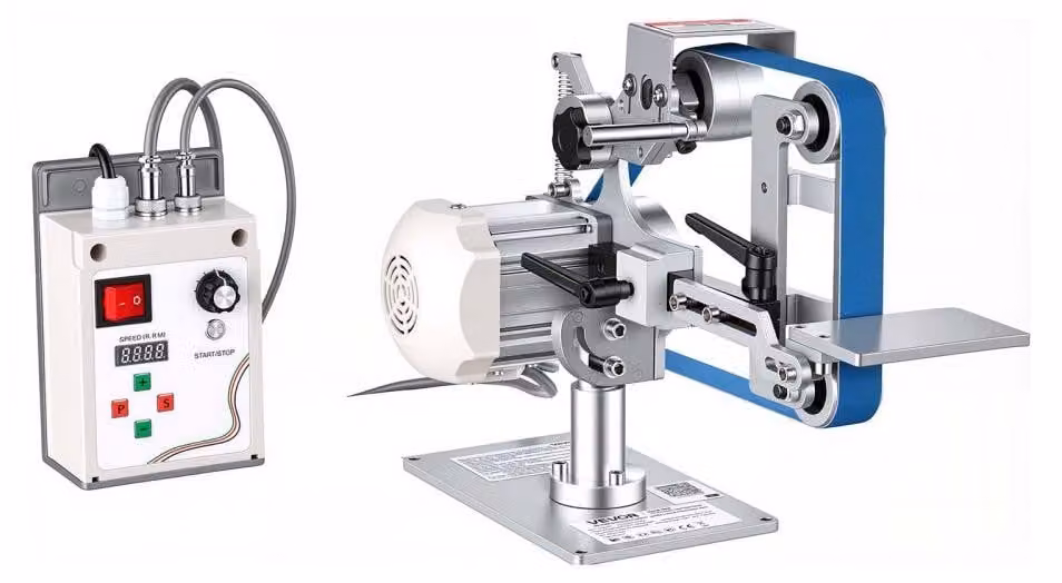 Levigatrice a nastro da 550 W - Nastro abrasivo 762 x 25,4 mm - Regolazione continua della velocità - Adatta per acciaio, alluminio, ABS - Ideale per legno, metallo, coltelli