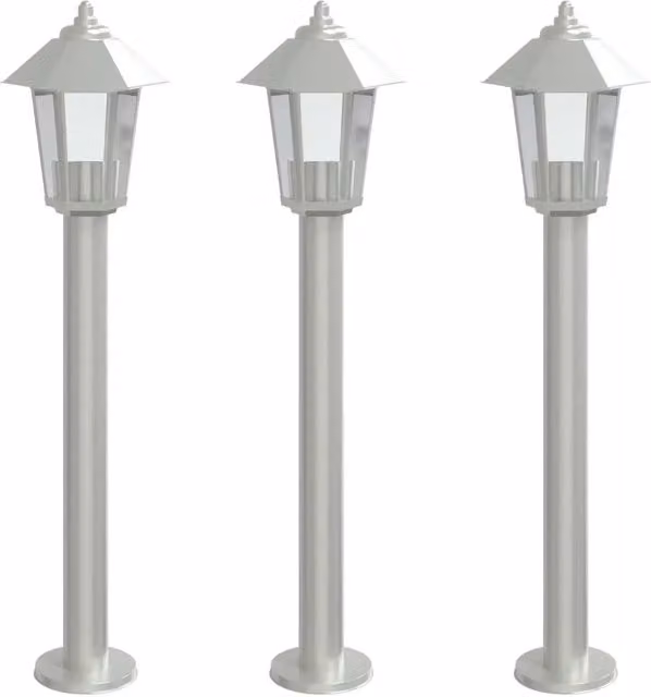 Set di 3 lampade da terra per esterni in acciaio inox e plastica, colore argento, altezza: 80 cm, modello CFW6267811 – 1