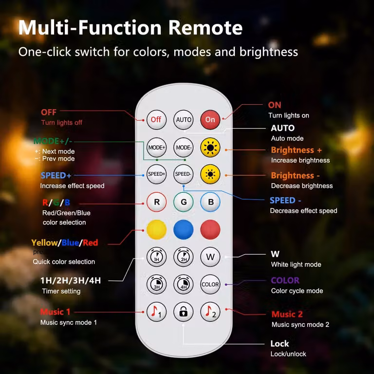 Catena luminosa LED RGBIC per esterni - 15 metri, 20 sfere luminose - Controllo tramite app e telecomando - Sincronizzazione con la musica - Timer - Protezione IP44 contro l'acqua - Sfera luminose resistenti agli urti