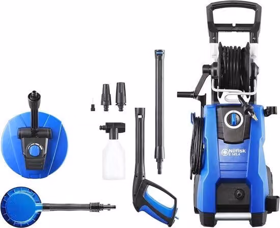 Idropulitrice Nilfisk da 145 Bar con getto schiuma e pulitore per terrazze, colore blu
