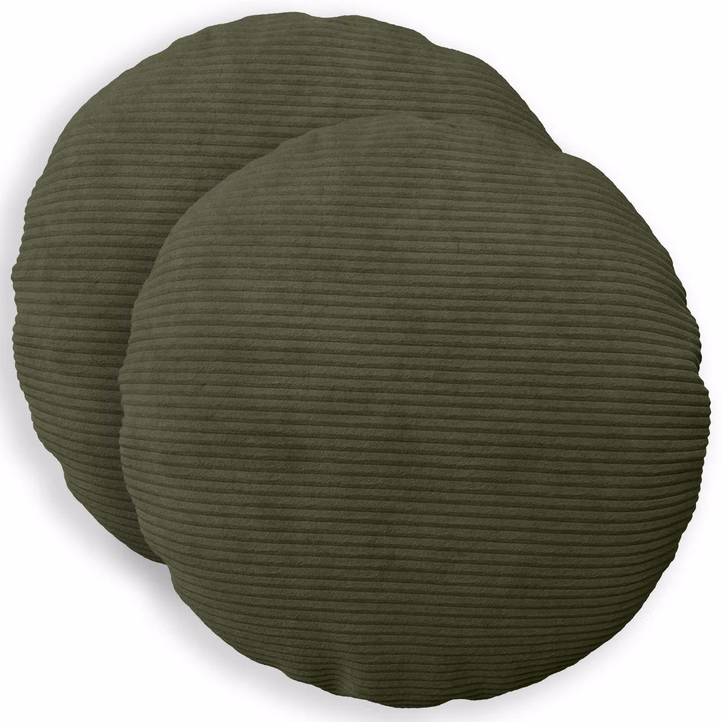 Set di 2 federe rotonde vidaXL HEERLEN in velluto a coste verde, Ø 40 cm