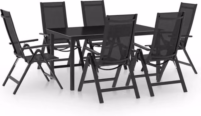 Set da pranzo da giardino Outsunny in alluminio antracite e vetro con 7 pezzi
