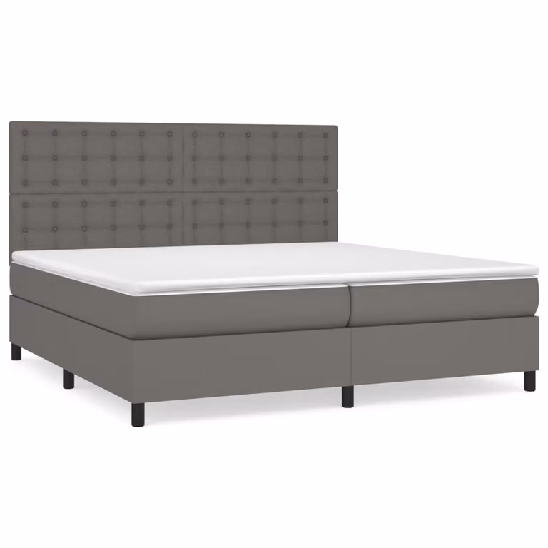 Giroletto a Molle con Materasso Grgio 200x200 cm in Pelle finta