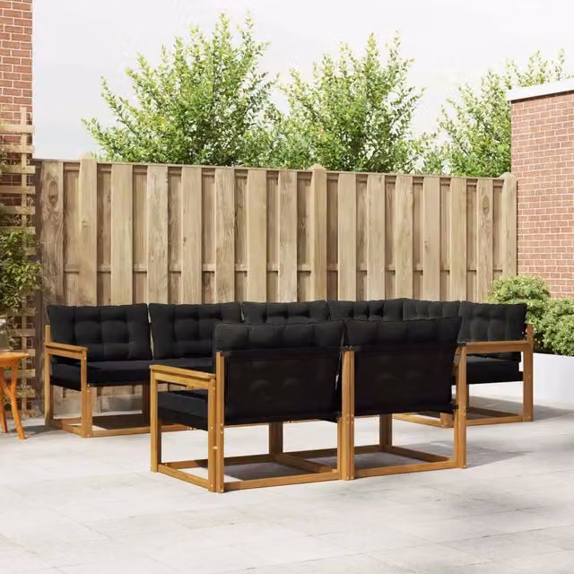 Set di divani da esterno 7 pz Naturale e Nero 3369547