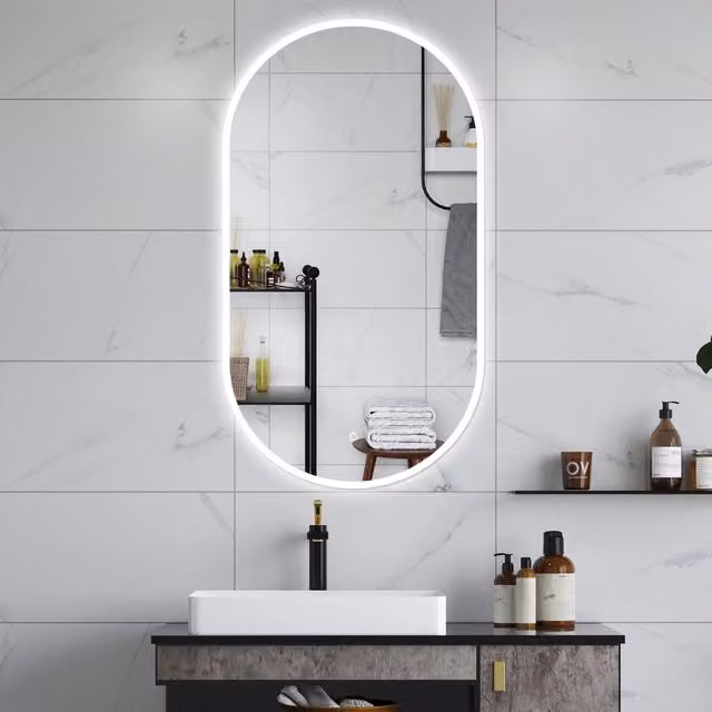 Specchio da bagno AICA ITALY rettangolare con luce LED dimmerabile, interruttore touch, funzione memoria e antiappannamento, L: 80 cm, H: 60 cm
