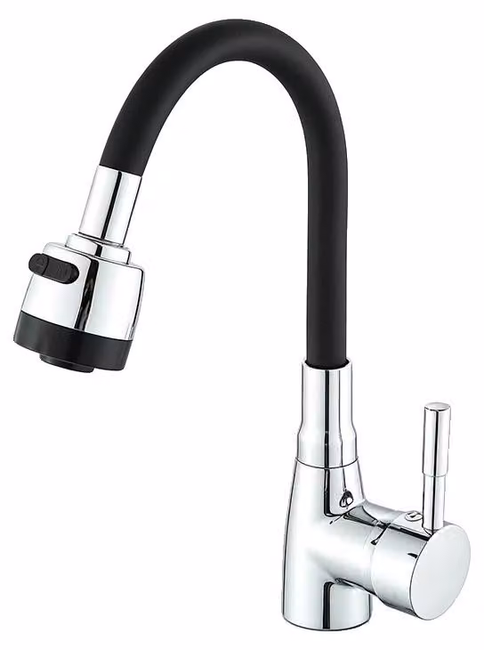 Rubinetto da cucina, con erogatore flessibile, rotazione a 360°, colore nero