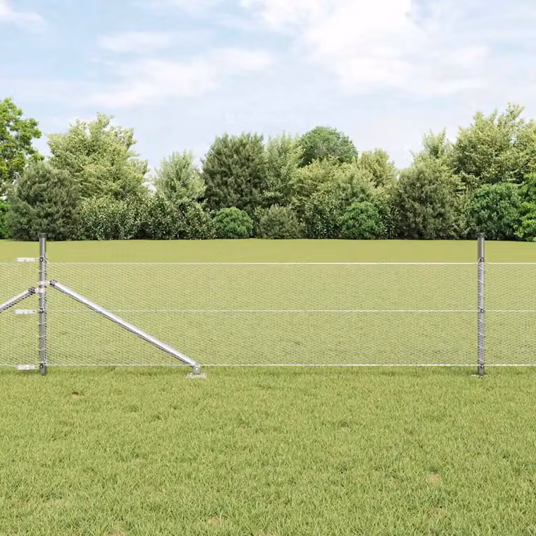 Recinzione esagonale con pali vidaXL in acciaio zincato argento, L: 10 m, H: 0,5 m