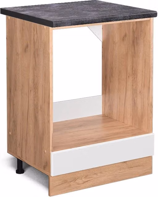 Mobile per forno da incasso Vicco R-Line Bianco lucido e Rovere con base Antracite, Larghezza: 60 cm