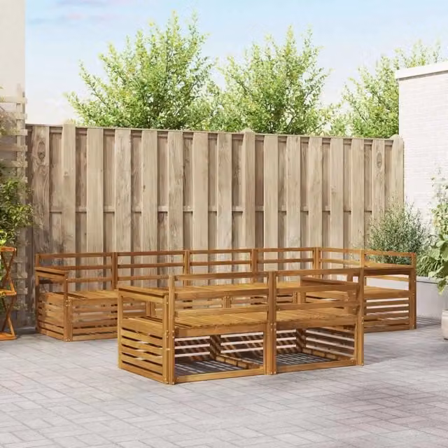 Set di divani da esterno 7 pz Naturale Legno di Acacia Massello 3373604