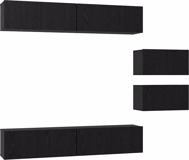 Set mobile TV 6 pz | Armadietto TV | Mobile Porta TV Rovere Nero Legno multistrato