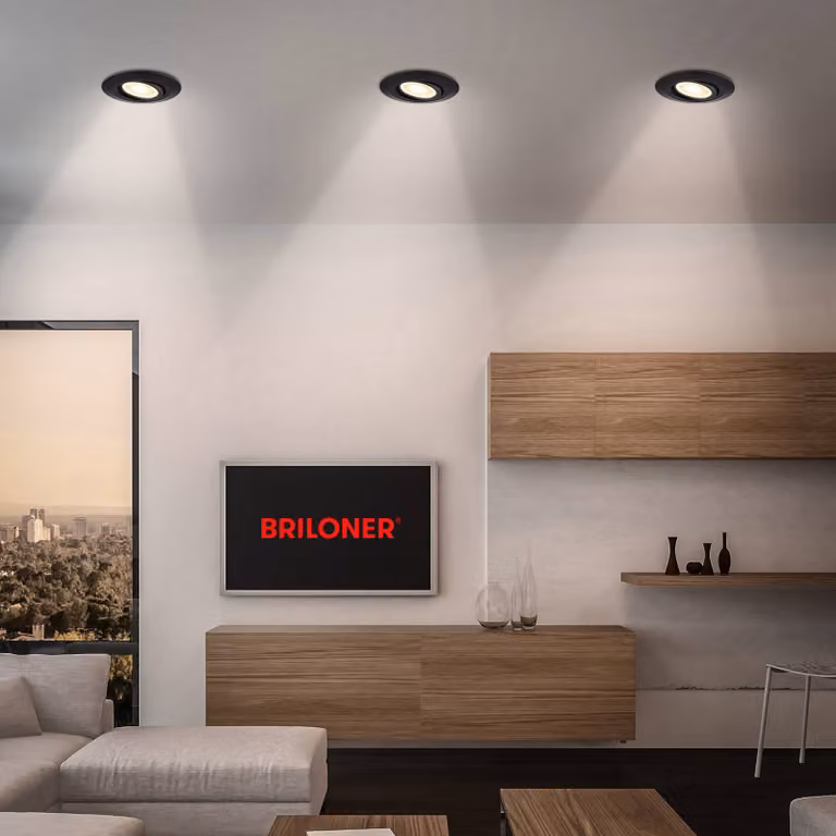Briloner Luci LED da incasso Klira, nere, orientabili, dimmerabili, set 3 dimmerabile, Nero, Soggiorno / Sala da pranzo, Plastica, Moderno