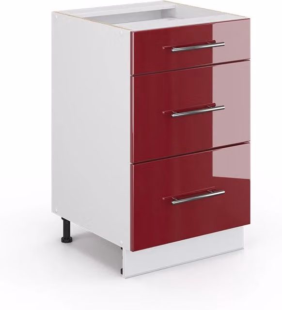 Mobiletto base per cucina Vicco Fame-Line Bordeaux lucido e Bianco L: 50 cm
