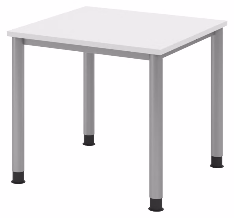 Scrivania bümö Serie H - Finitura: bianco, struttura: argento, dimensioni: 80 x 80 cm