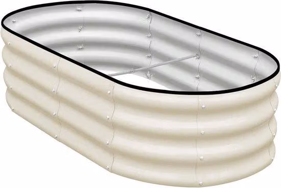 Contenitore da giardino in acciaio - Realizzato in cemento - Grande - Bianco - Dimensioni 120x60x30 cm