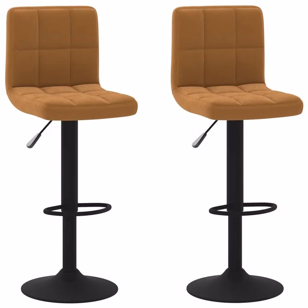 Set di 2 sgabelli da bar vidaXL in velluto marrone con base girevole a 360 gradi – 2