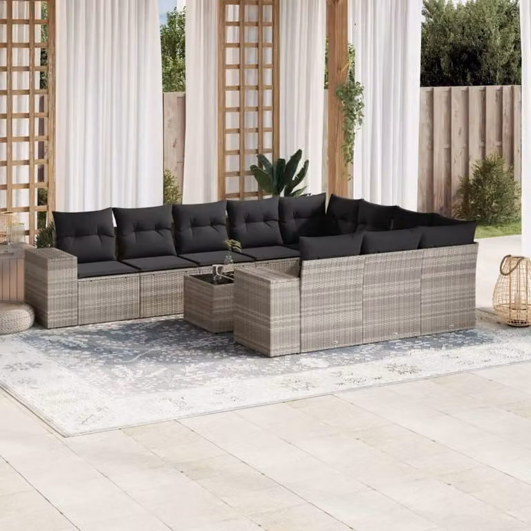 Maison Exclusive - Set Divani da Giardino 11 pz con Cuscini in Polyrattan Grigio