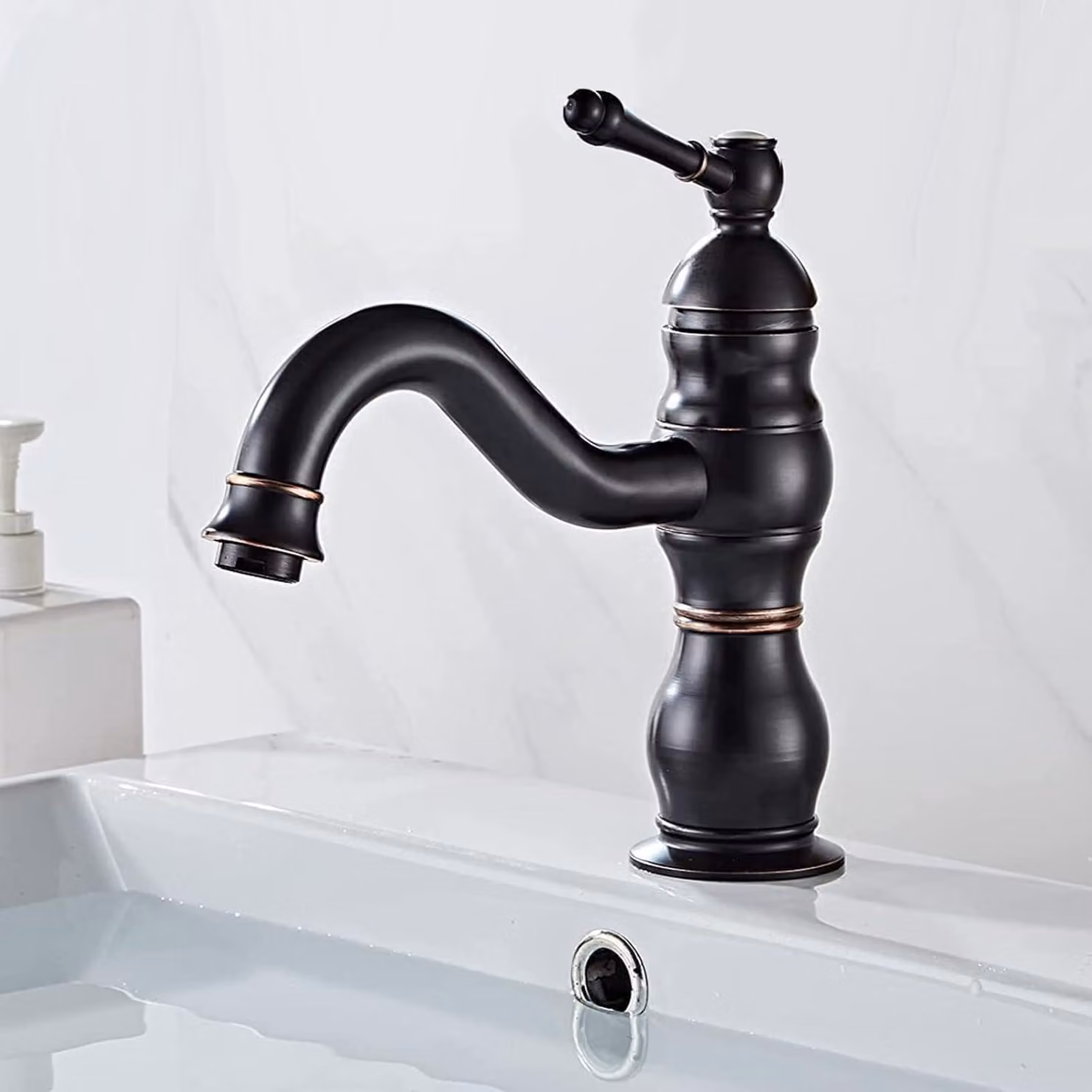 miscelatore per lavabo girevole a 360° in ottone nero opaco standard UE - miscelatore monocomando per bagno