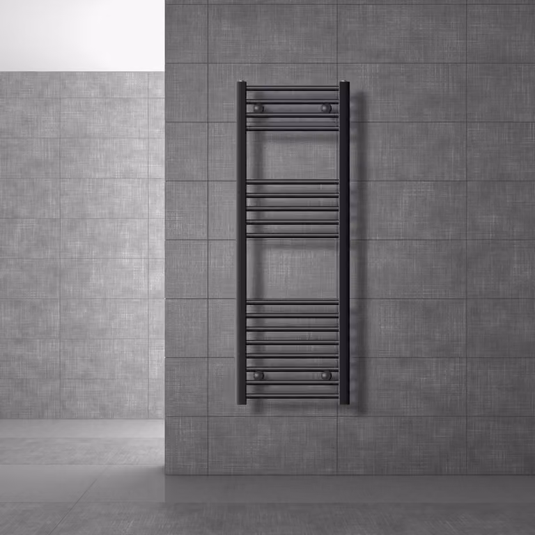 LuxeBath radiatore per bagno Sahara, 400x1200 mm, antracite, diritto con attacco laterale, senza elemento riscaldante