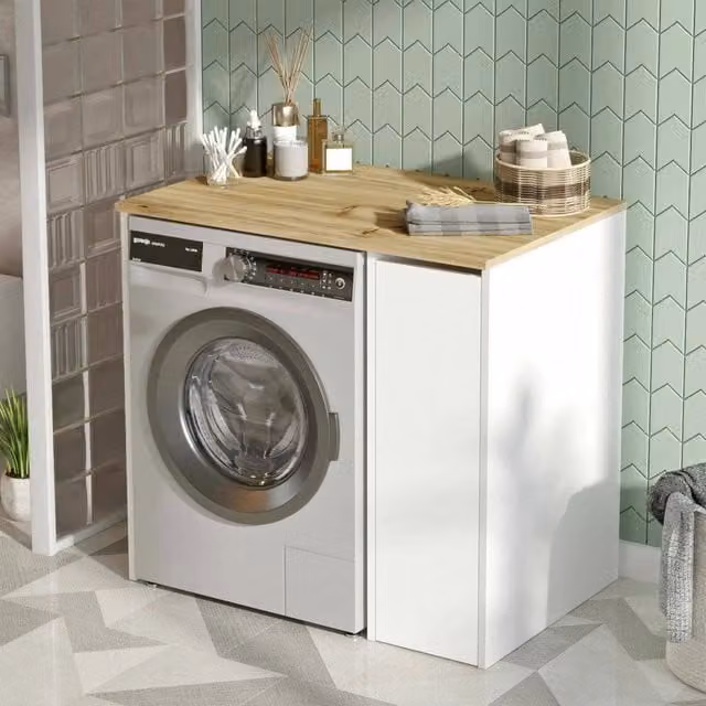 Armadio multifunzionale DMORA Axel con ante a battente, colore marrone e bianco, L: 94 cm, H: 88 cm, P: 60 cm