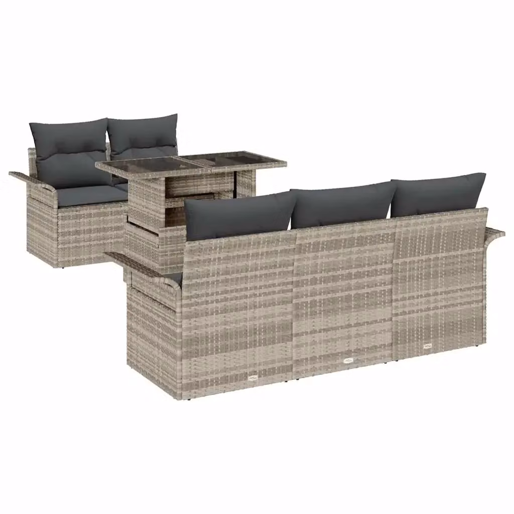 Set Divano da Giardino a L con Tavolino vidaXL Grigio, 6 Pezzi con Cuscini e Rivestimenti Rimovibili – 2