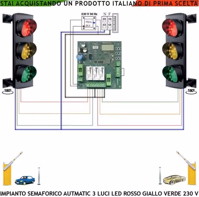 Impianto Semaforico Securvera Orientabile 180 con 72 Led Rossi, Gialli e Verdi, Funzione Ciclica con Tempi Regolabili, Certificazione IP65, in Alluminio Nero – 1