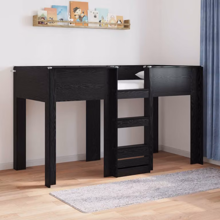 Letto a castello per bambini vidaXL in legno Rovere Nero L/P/H: 90 x 190 x 193 cm