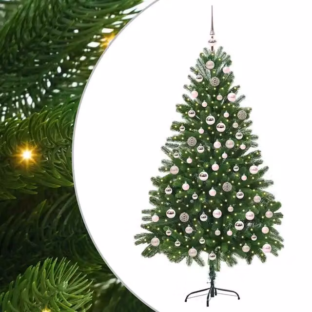 Albero di Natale con 300 LED con supporto-Luci decorative natalizie Verde 210 cm PE 924655