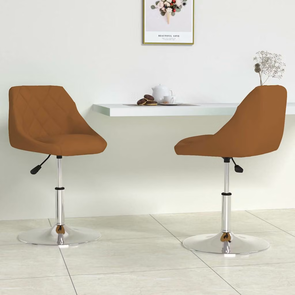 Set di 2 sedie da pranzo girevoli vidaXL in velluto marrone con design moderno – 1