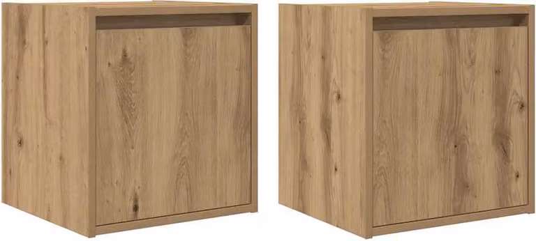 Comodini a Muro 2 pz Rovere Artigianale 38x34x40 cm