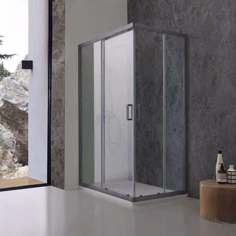 Box doccia 70x90 cm scorrevole gun metal vetro temperato trasparente | City