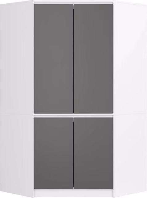 Armadio ad angolo AKORD S100 Bianca 100 cm 4 ante inserto frontale Grigia Grafite 100x50x180 cm