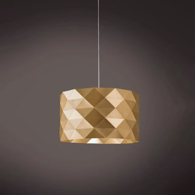 Lampadario Moderno Sospeso Linea Zero Polilux in Metallo Oro e Cromo con 3 Luci E27