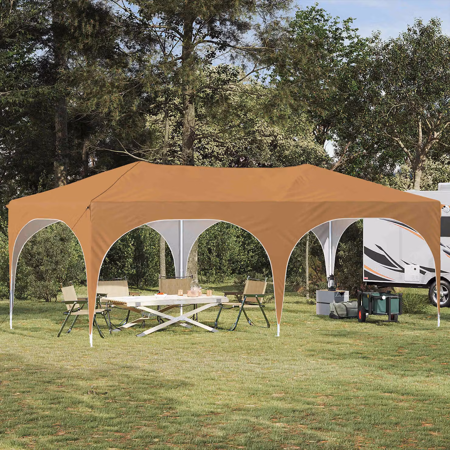 vidaXL Tenda per feste a pop-up Beige L: 575 cm, P: 288 cm, H: 245 cm