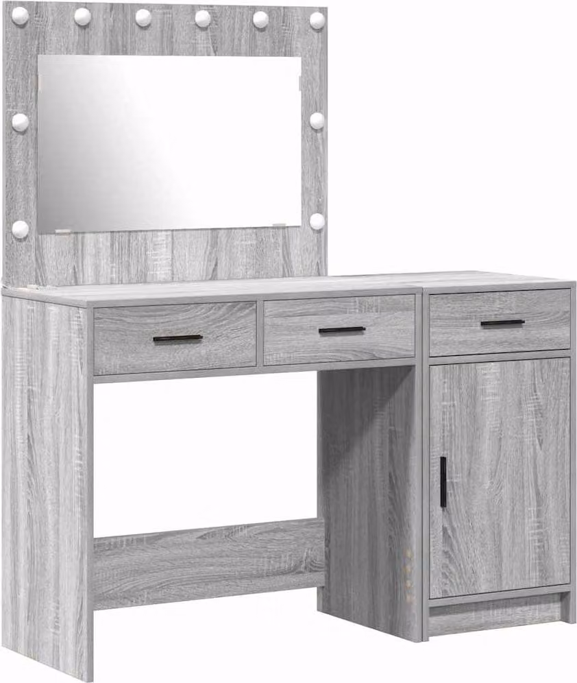 Tavolo da Trucco con cassetto 2 pcs Grigio Legno multistrato