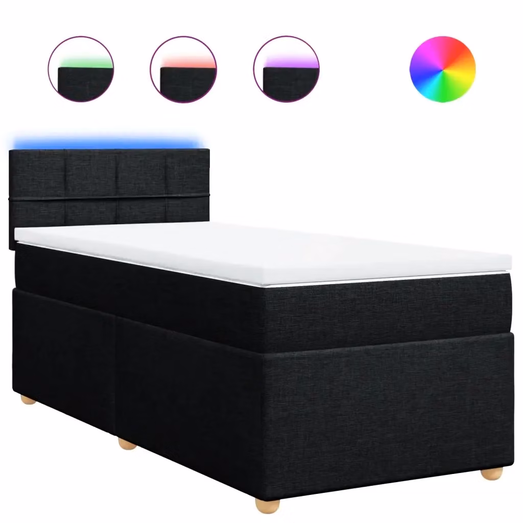 Letto Ibrido Moderno vidaXL con Materasso a Molle e Illuminazione Sottostante, L/P: 90 x 200 cm, Nero e Bianco – 2