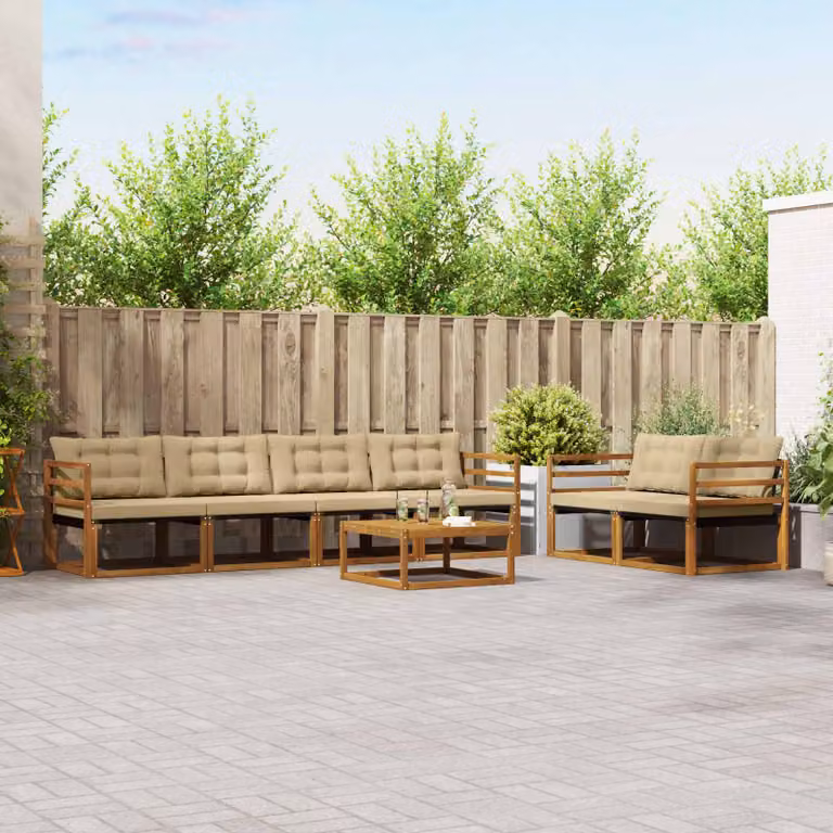 vidaXL Set di divani da esterno 7 pz Naturale e Beige