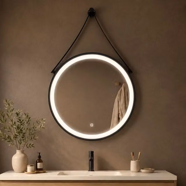 Specchio per ambienti bagni e zone benessere tondo retroilluminato led con interruttore touch *** misura Ø50, tonali...