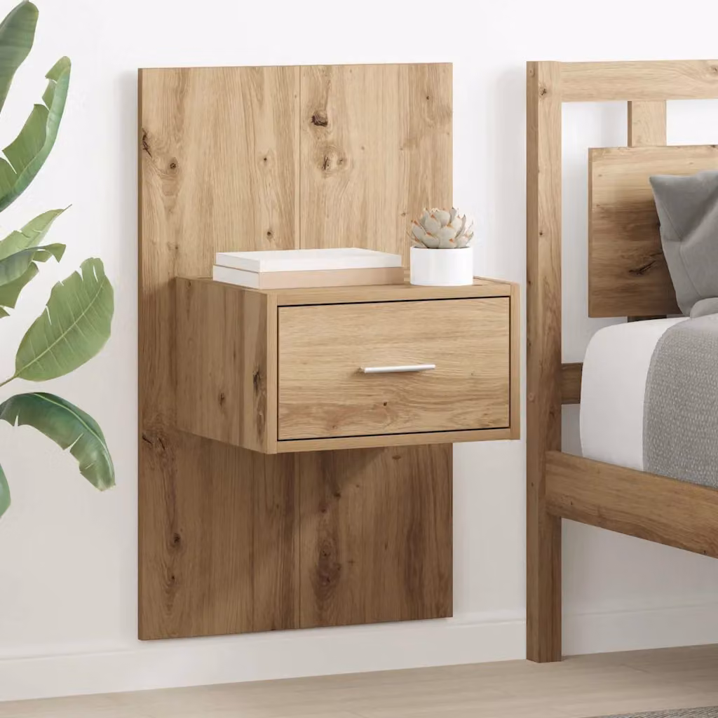 Set di 2 Armadi da Notte vidaXL in Rovere Rustico, L 50 cm x P 32,5 cm x H 80 cm