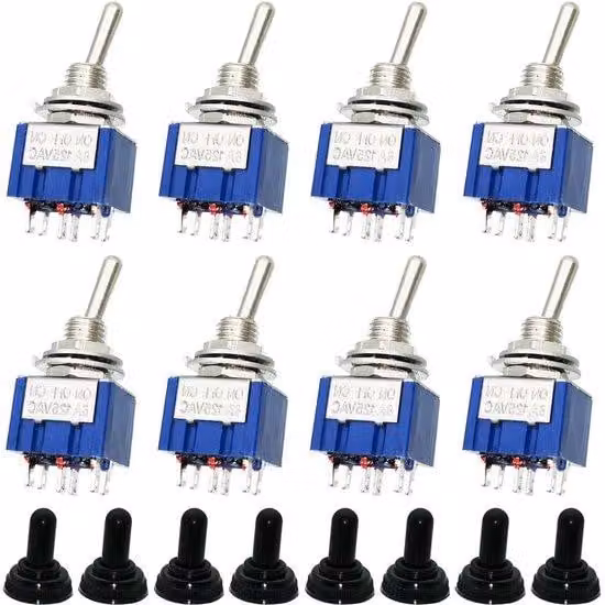 8 interruttori DPDT, mini-interruttori elettronici, impermeabili, a 2 poli