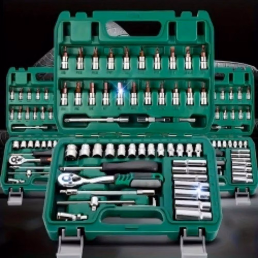 Set di utensili magnetici - Set di attrezzi per auto - 46 pezzi - Con custodia da trasporto - Portatile - Chiavi a cricchetto - Chiavi a bussola di diverse dimensioni