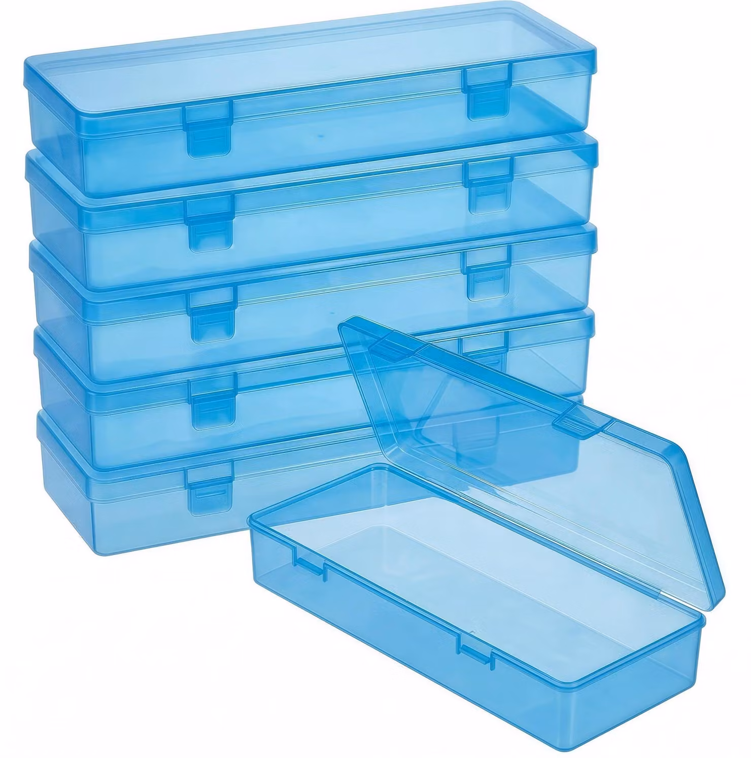 Contenitori in plastica, 6 pezzi, 15,5 x 6,5 x 3 cm, trasparenti, per piccoli oggetti