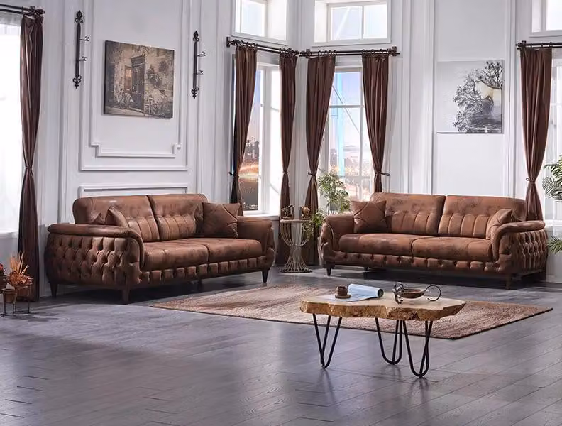 Sofagarnitur 2x Sofa Dreisitzer Couchen Wohnzimmer Modern Design Möbel