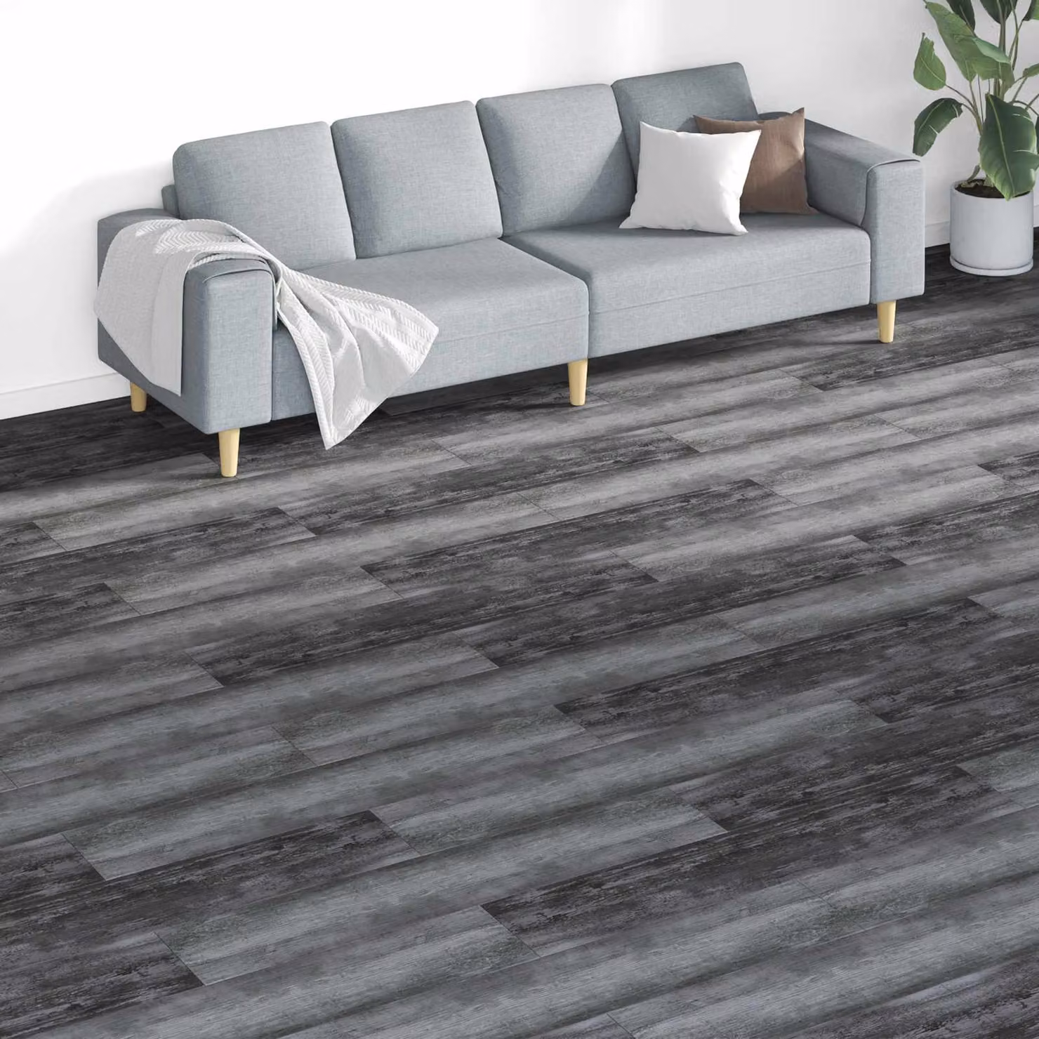 Tavole per pavimenti vidaXL in PVC grigio, stile moderno, copertura 5,26 m² (18 pezzi)