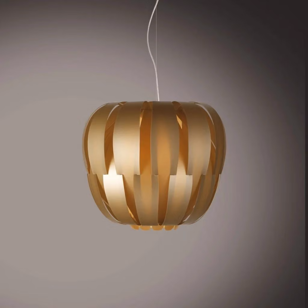 Lampada a sospensione New Gold IPERBRIKO in metallo cromato e oro, forma rotonda, L: 29 cm, H: 22 cm – 2