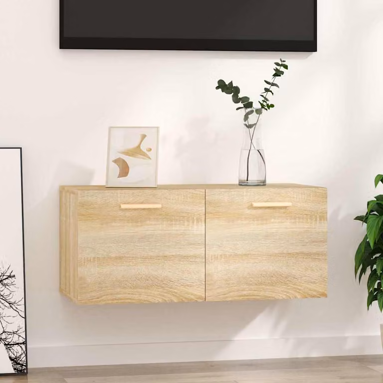 Mobile da parete vidaXL in legno Rovere Sonoma, stile Scandinavo, L 80 x P 35 x H 36,5 cm